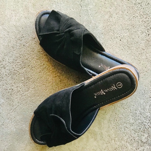 1 LEFT! Nature Knot Black Flatform Slide In Sandal - Picture 7 of 7